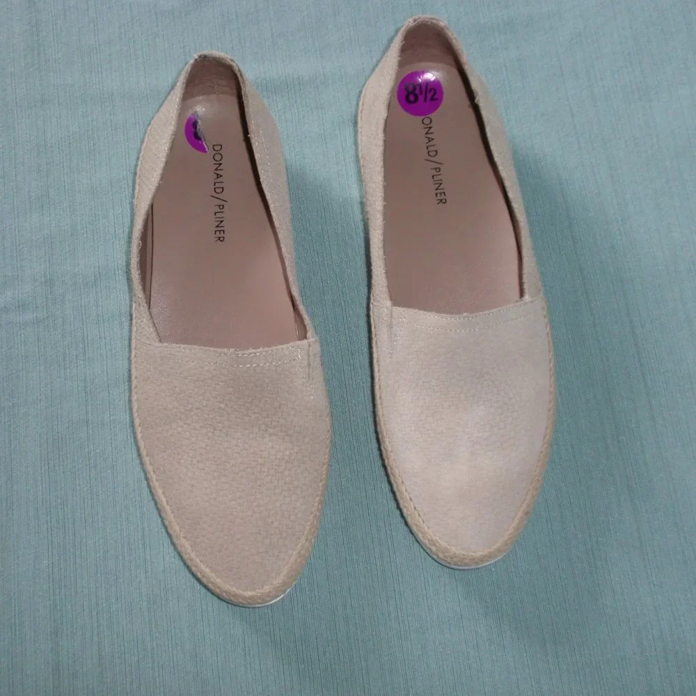 Donald Pliner Paryn Leather Tan Espadrilles Shoes Flats Slip Ons 8.5 - Picture 3 of 13